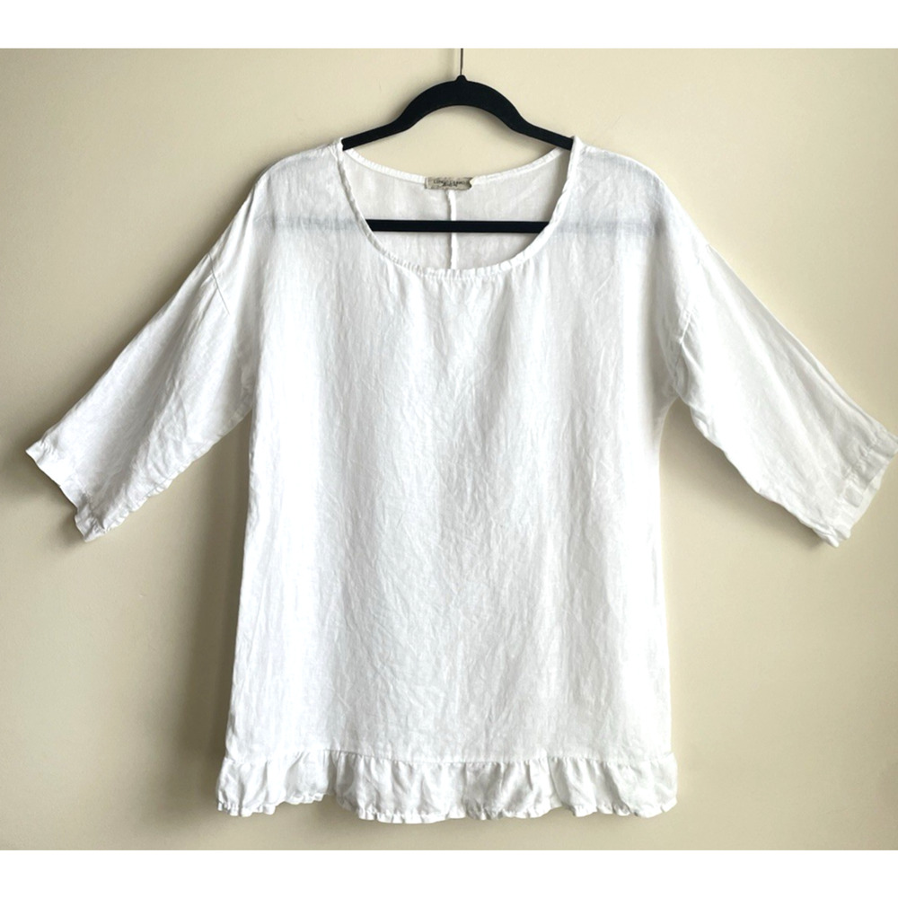 Lungo L'arno Linen Shirt Medium Made in Italy 3/4 Sleeve